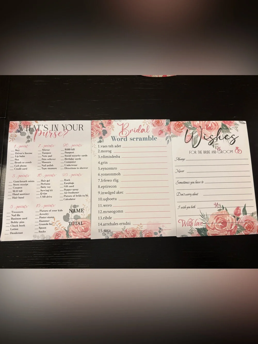 Bridal Shower Game Pack - Pink Roses